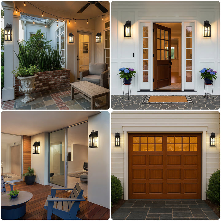 Radiance 18''H Matte Black Iron ETL Clear Hammered Glass Outdoor Wall Lantern with Dusk to Dawn #OW7087