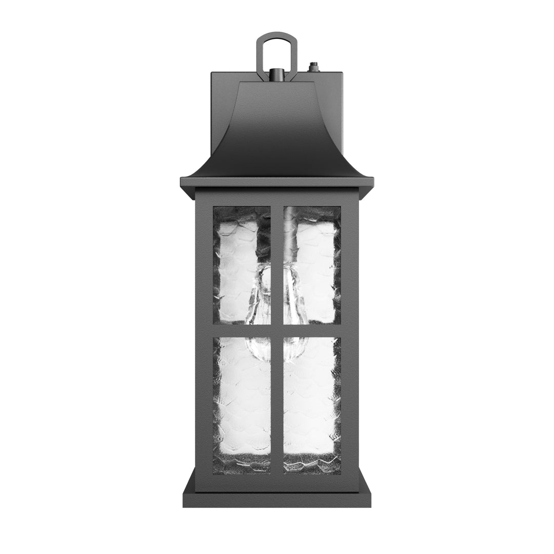 Radiance 18''H Matte Black Iron ETL Clear Hammered Glass Outdoor Wall Lantern with Dusk to Dawn #OW7087