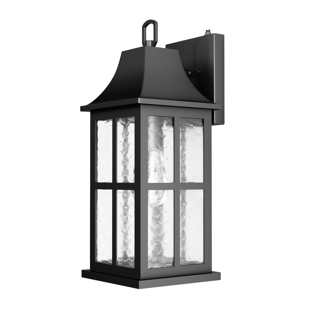 Radiance 18''H Matte Black Iron ETL Clear Hammered Glass Outdoor Wall Lantern with Dusk to Dawn #OW7087