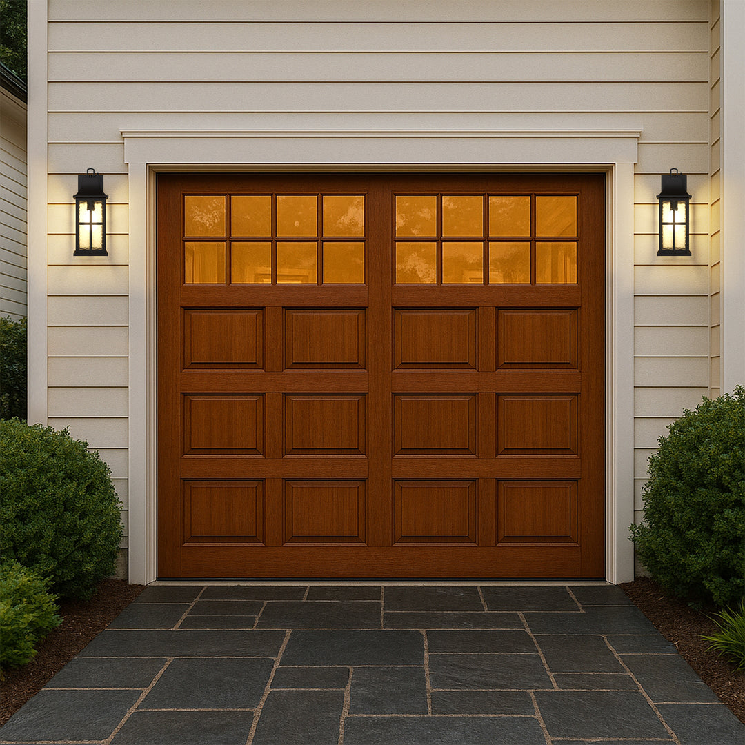 Radiance 18''H Matte Black Iron ETL Clear Hammered Glass Outdoor Wall Lantern with Dusk to Dawn #OW7087