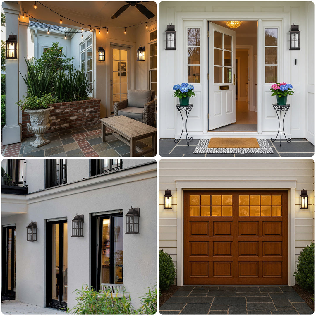 Radiance 18''H Matte Black Iron ETL Clear Hammered Glass Outdoor Wall Lantern with Dusk to Dawn #OW7087