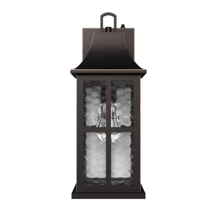 Radiance 18''H Matte Black Iron ETL Clear Hammered Glass Outdoor Wall Lantern with Dusk to Dawn #OW7087