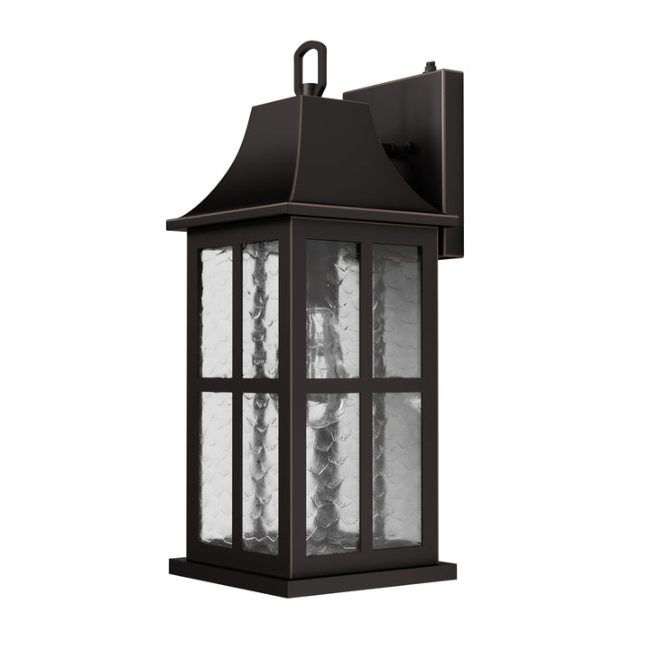 Radiance 18''H Matte Black Iron ETL Clear Hammered Glass Outdoor Wall Lantern with Dusk to Dawn #OW7087