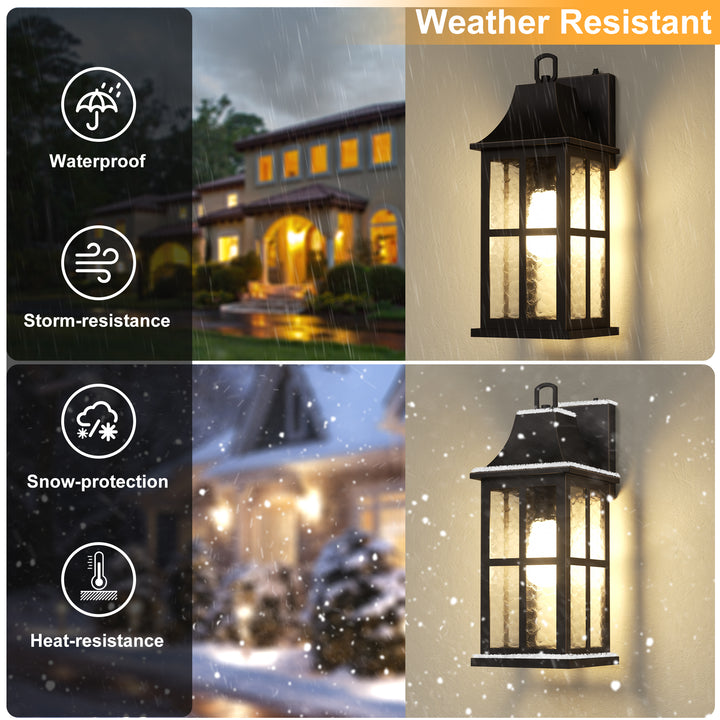 Radiance 18''H Matte Black Iron ETL Clear Hammered Glass Outdoor Wall Lantern with Dusk to Dawn #OW7087