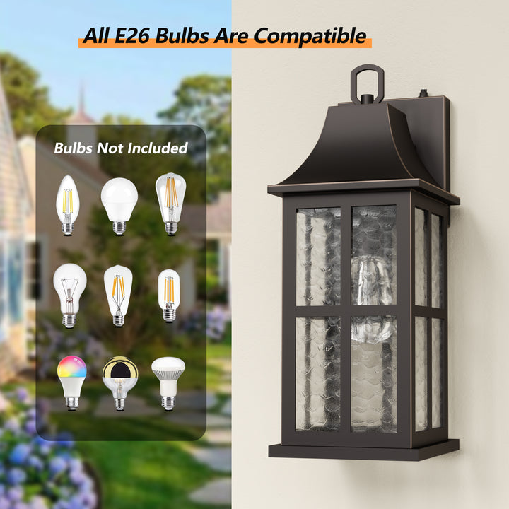 Radiance 18''H Matte Black Iron ETL Clear Hammered Glass Outdoor Wall Lantern with Dusk to Dawn #OW7087