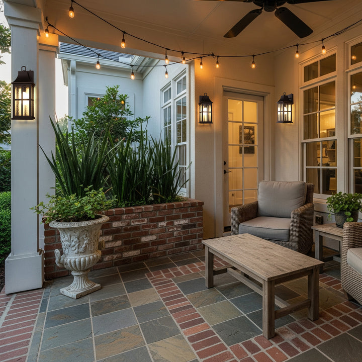 Radiance 18''H Matte Black Iron ETL Clear Hammered Glass Outdoor Wall Lantern with Dusk to Dawn #OW7087