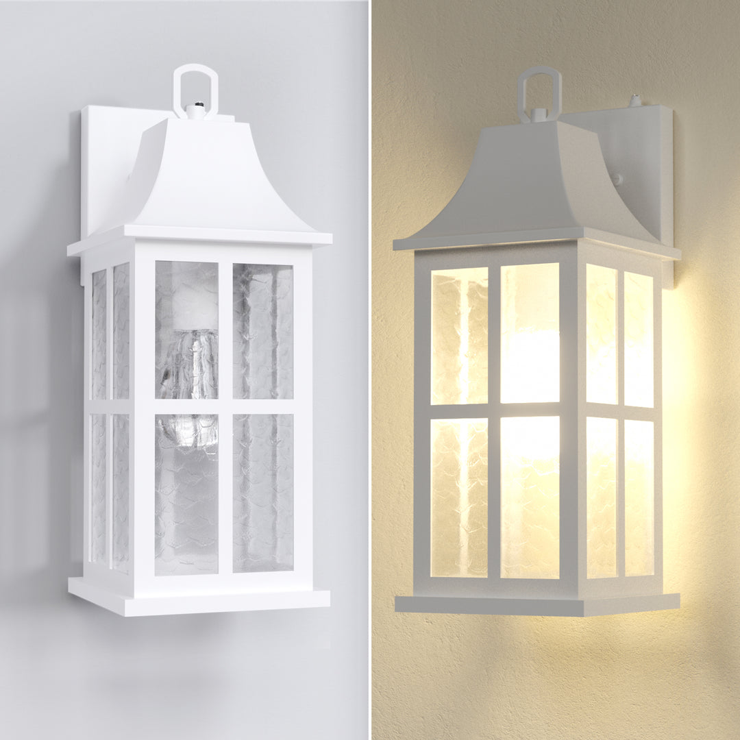 Radiance 18''H Matte Black Iron ETL Clear Hammered Glass Outdoor Wall Lantern with Dusk to Dawn #OW7087