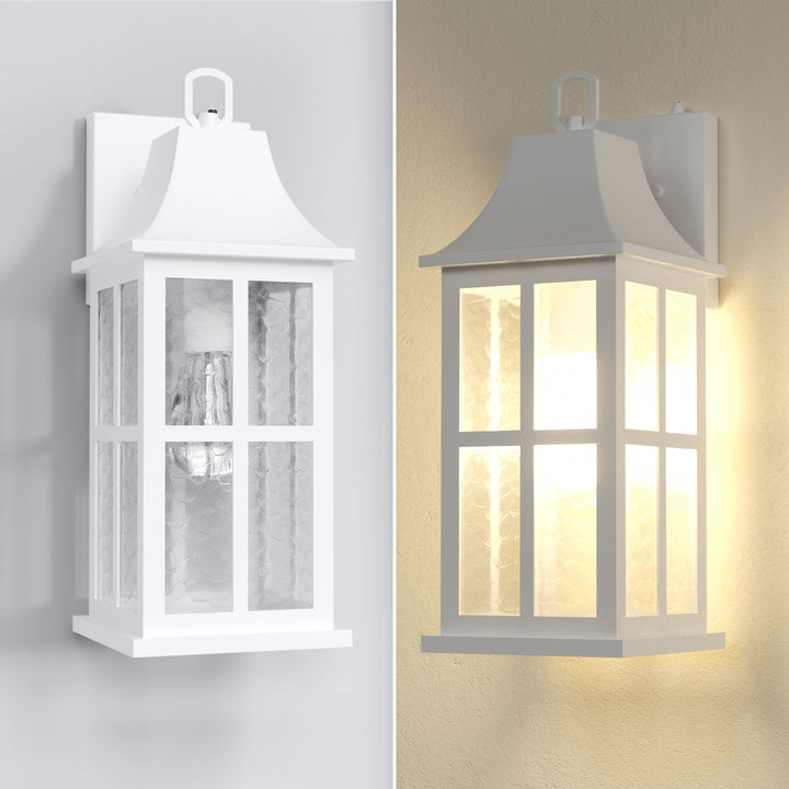 Radiance 18''H Matte Black Iron ETL Clear Hammered Glass Outdoor Wall Lantern with Dusk to Dawn #OW7087