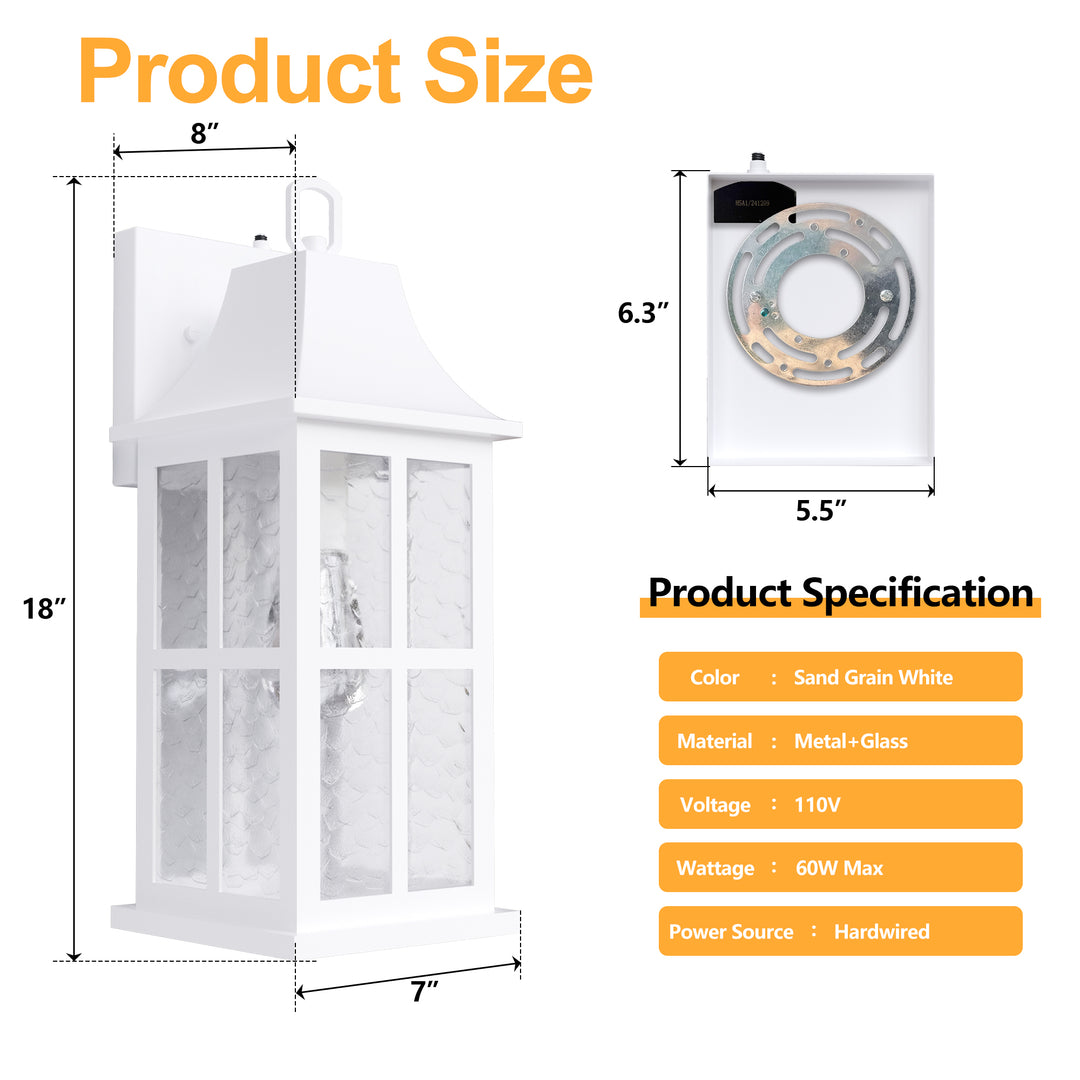 Radiance 18''H Matte Black Iron ETL Clear Hammered Glass Outdoor Wall Lantern with Dusk to Dawn #OW7087