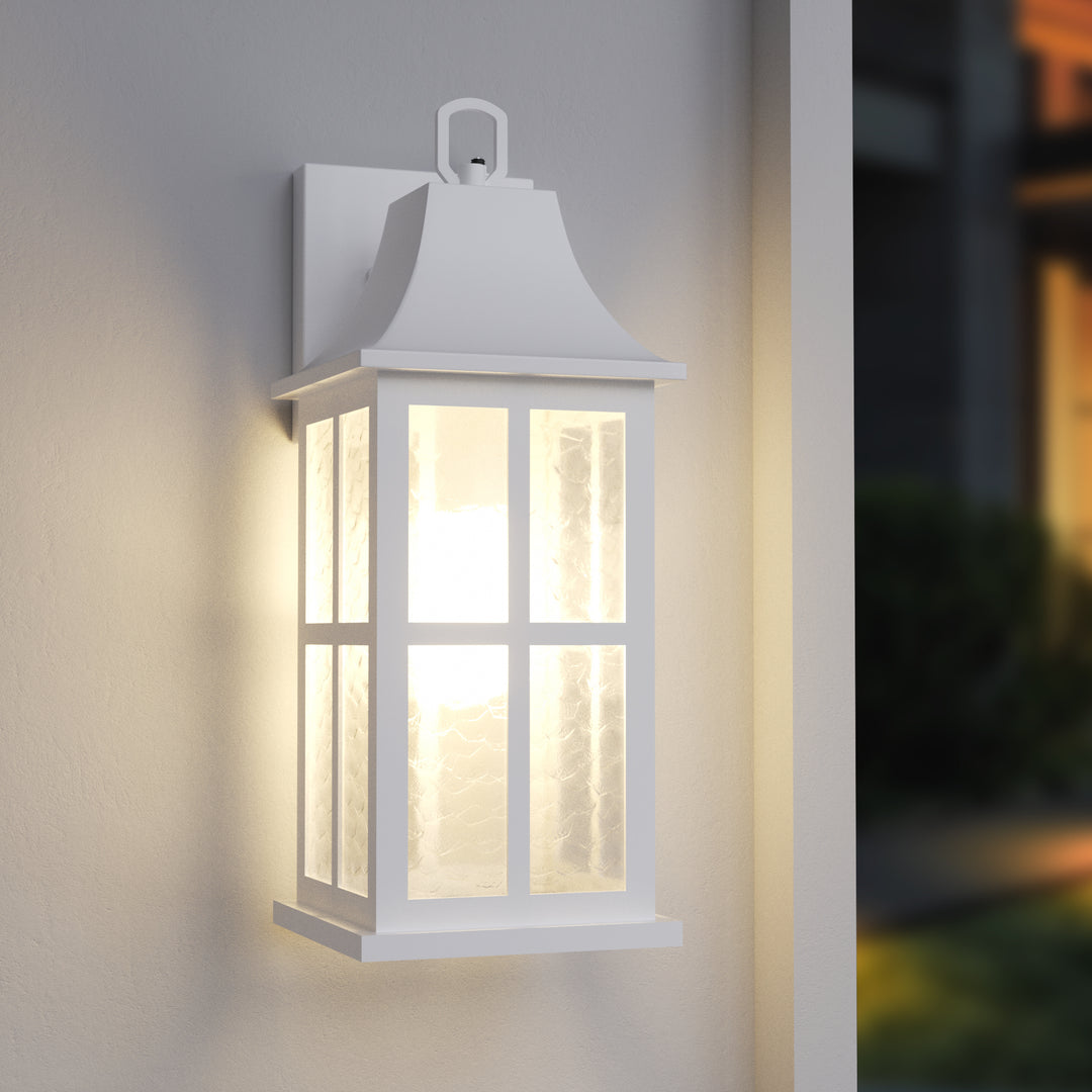 Radiance 18''H Matte Black Iron ETL Clear Hammered Glass Outdoor Wall Lantern with Dusk to Dawn #OW7087