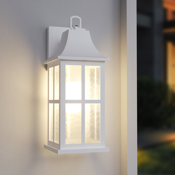 Radiance 18''H Matte Black Iron ETL Clear Hammered Glass Outdoor Wall Lantern with Dusk to Dawn #OW7087