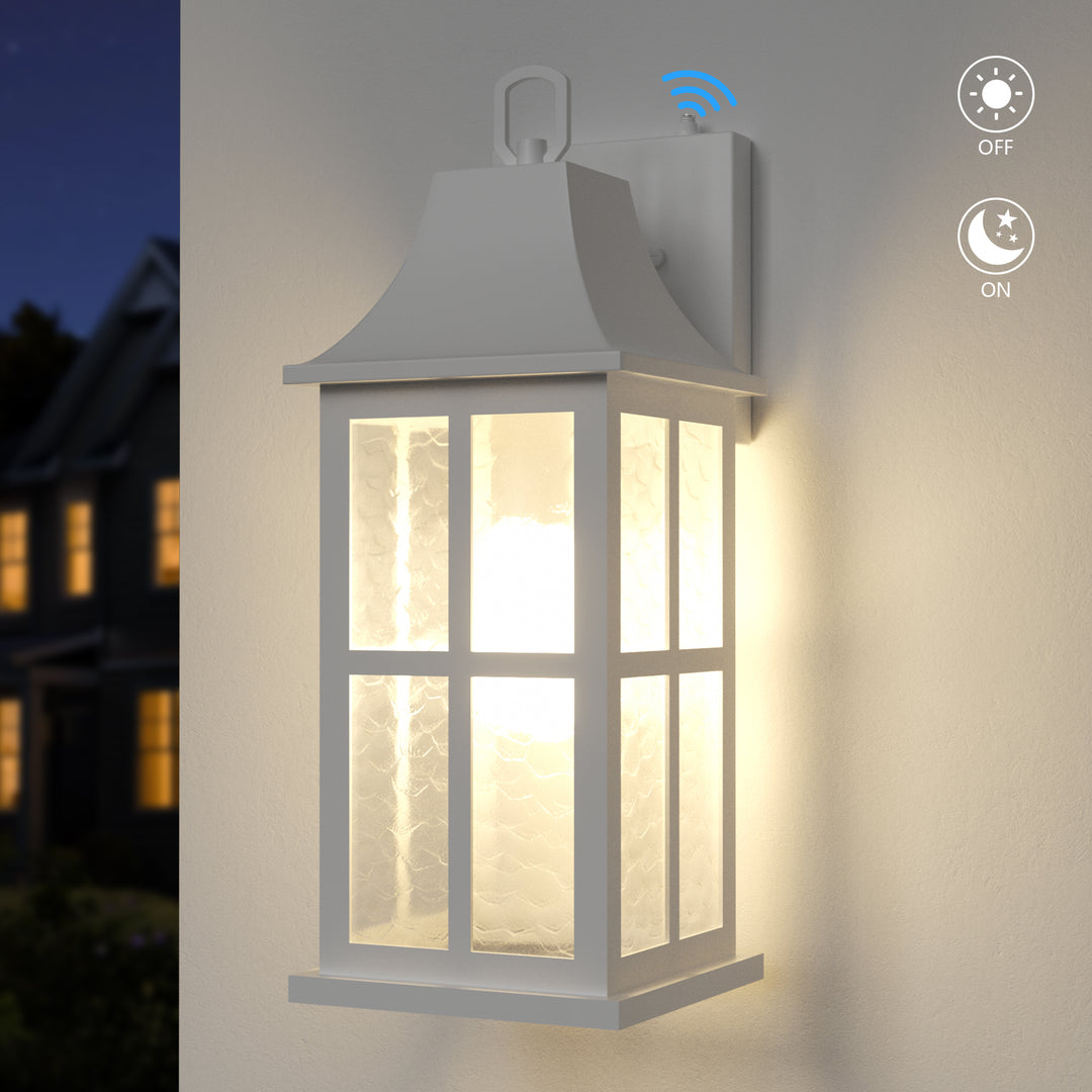 Radiance 18''H Matte Black Iron ETL Clear Hammered Glass Outdoor Wall Lantern with Dusk to Dawn #OW7087