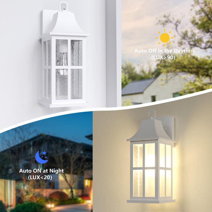 Radiance 18''H Matte Black Iron ETL Clear Hammered Glass Outdoor Wall Lantern with Dusk to Dawn #OW7087