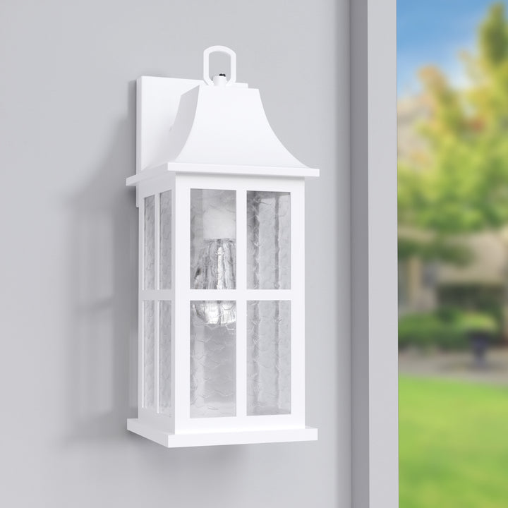 Radiance 18''H Matte Black Iron ETL Clear Hammered Glass Outdoor Wall Lantern with Dusk to Dawn #OW7087