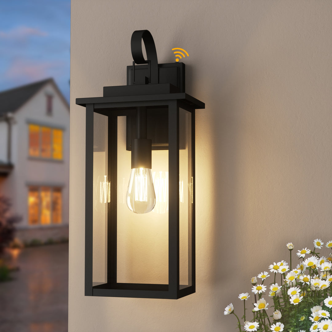 Maxax Dusk to Dawn 12" Outdoor Wall Light, Exterior Waterproof Wall Sconce, Matte Black Front Porch Light, Outside Wall Mount Lantern for House Garage Doorway (Bulb Include) #7041