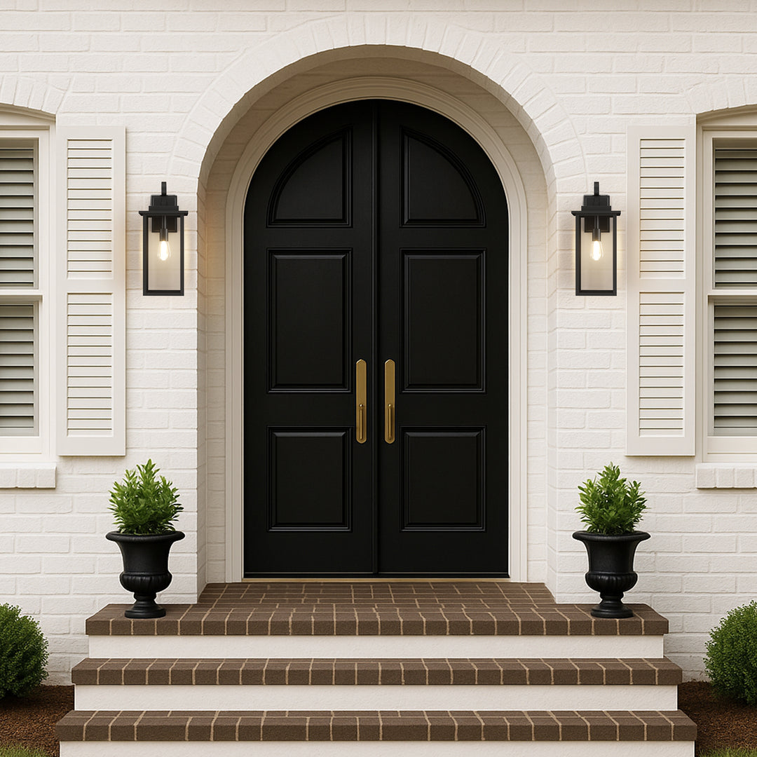 Maxax Dusk to Dawn 12" Outdoor Wall Light, Exterior Waterproof Wall Sconce, Matte Black Front Porch Light, Outside Wall Mount Lantern for House Garage Doorway (Bulb Include) #7041