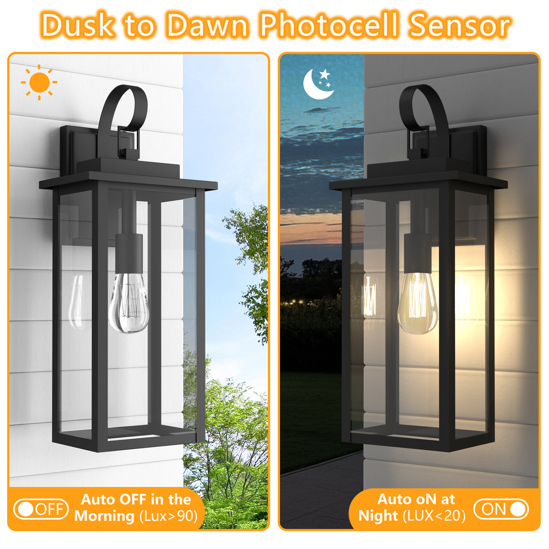 Maxax Dusk to Dawn 12" Outdoor Wall Light, Exterior Waterproof Wall Sconce, Matte Black Front Porch Light, Outside Wall Mount Lantern for House Garage Doorway (Bulb Include) #7041