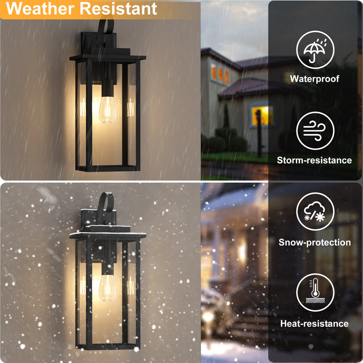 Maxax Dusk to Dawn 12" Outdoor Wall Light, Exterior Waterproof Wall Sconce, Matte Black Front Porch Light, Outside Wall Mount Lantern for House Garage Doorway (Bulb Include) #7041