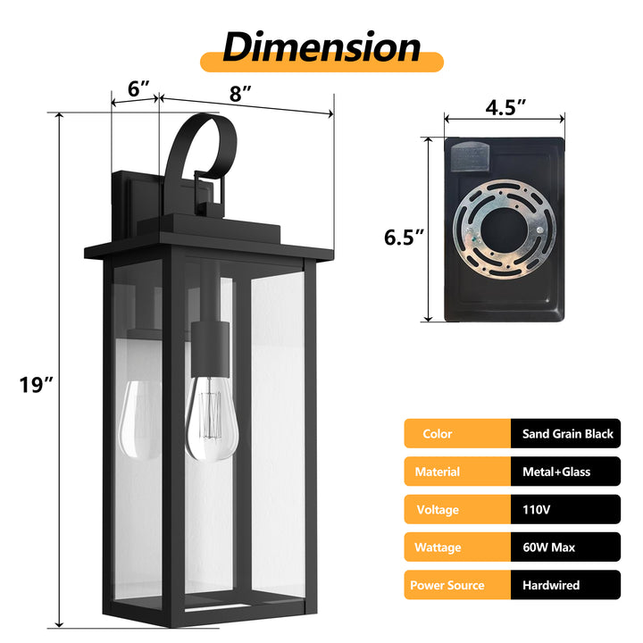 Maxax Dusk to Dawn 12" Outdoor Wall Light, Exterior Waterproof Wall Sconce, Matte Black Front Porch Light, Outside Wall Mount Lantern for House Garage Doorway (Bulb Include) #7041
