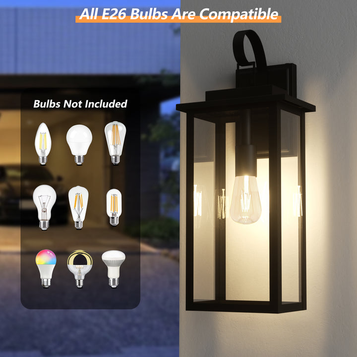 Maxax Dusk to Dawn 12" Outdoor Wall Light, Exterior Waterproof Wall Sconce, Matte Black Front Porch Light, Outside Wall Mount Lantern for House Garage Doorway (Bulb Include) #7041
