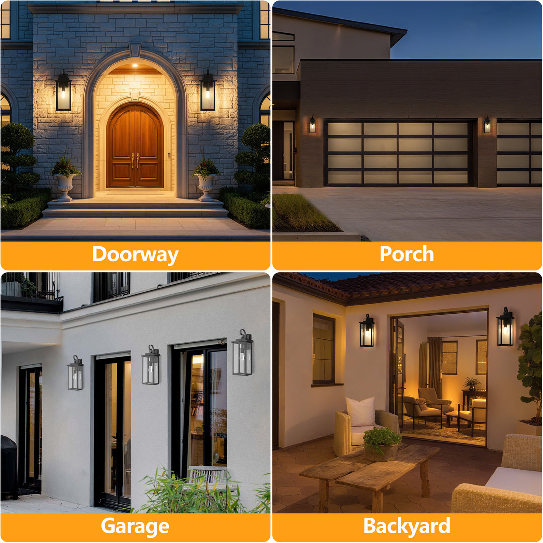Maxax Dusk to Dawn 12" Outdoor Wall Light, Exterior Waterproof Wall Sconce, Matte Black Front Porch Light, Outside Wall Mount Lantern for House Garage Doorway (Bulb Include) #7041