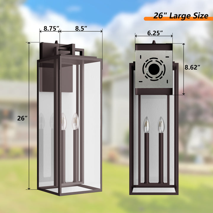 Harbor Black and Gold Base Outdoor Wall Light with Dusk to Dawn and Clear Tempered Glass #OW7102