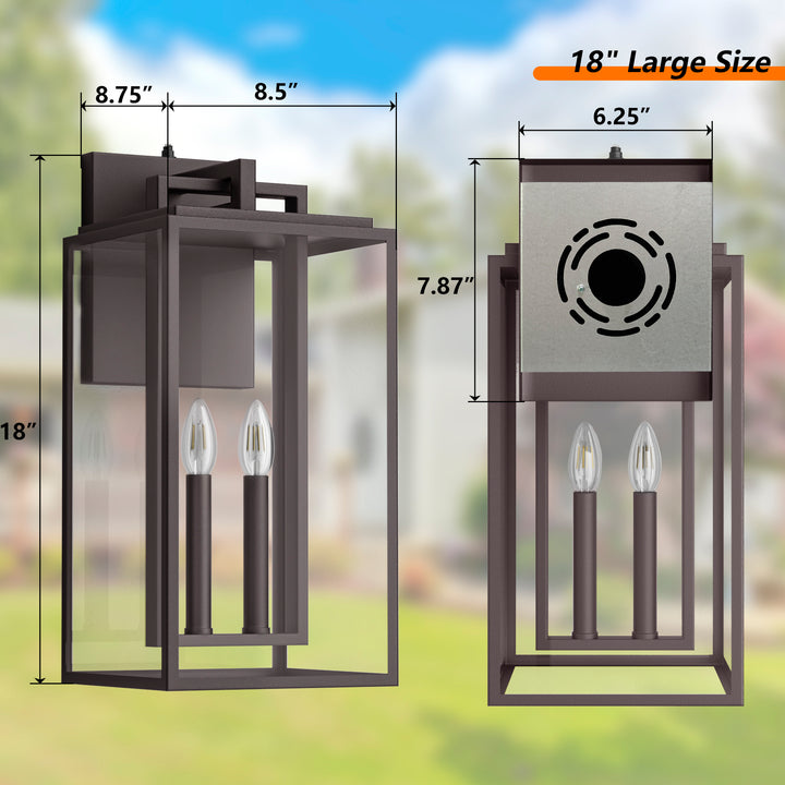 Harbor Black and Gold Base Outdoor Wall Light with Dusk to Dawn and Clear Tempered Glass #OW7102