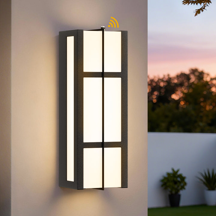 Terrain 15.75'' H Black Iron Dimmable LED Outdoor Wall Light with Dusk to Dawn and Clear Tempered Glass #OW7103