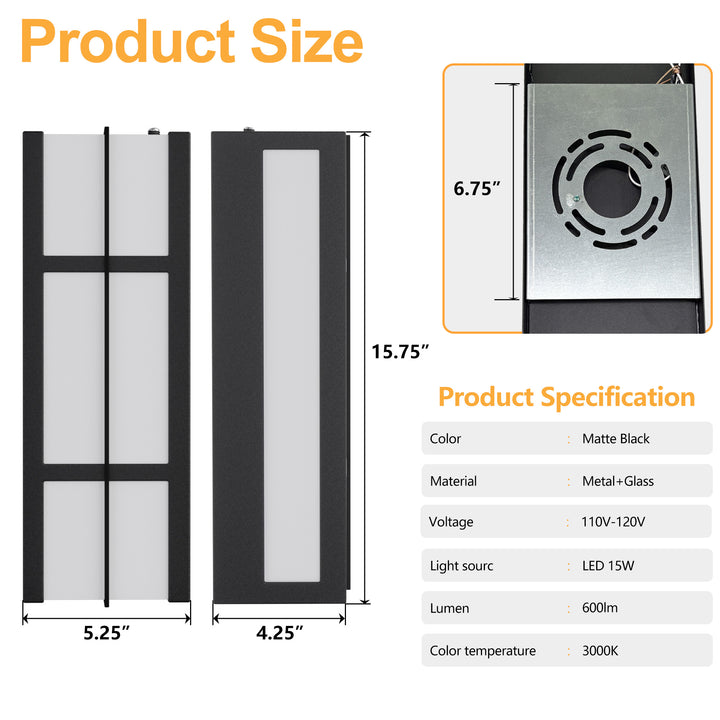 Terrain 15.75'' H Black Iron Dimmable LED Outdoor Wall Light with Dusk to Dawn and Clear Tempered Glass #OW7103