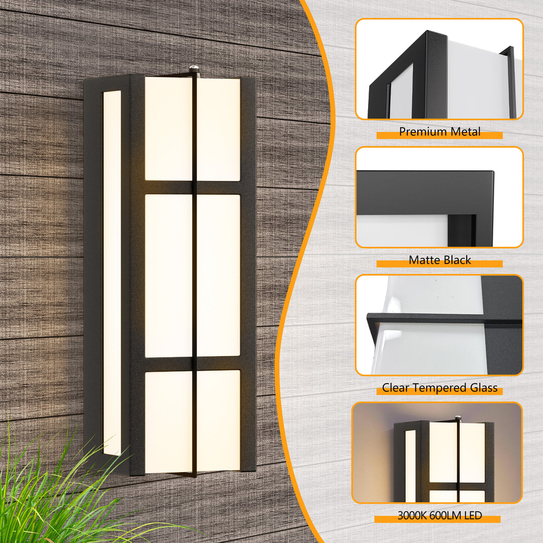 Terrain 15.75'' H Black Iron Dimmable LED Outdoor Wall Light with Dusk to Dawn and Clear Tempered Glass #OW7103