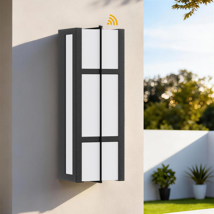 Terrain 15.75'' H Black Iron Dimmable LED Outdoor Wall Light with Dusk to Dawn and Clear Tempered Glass #OW7103