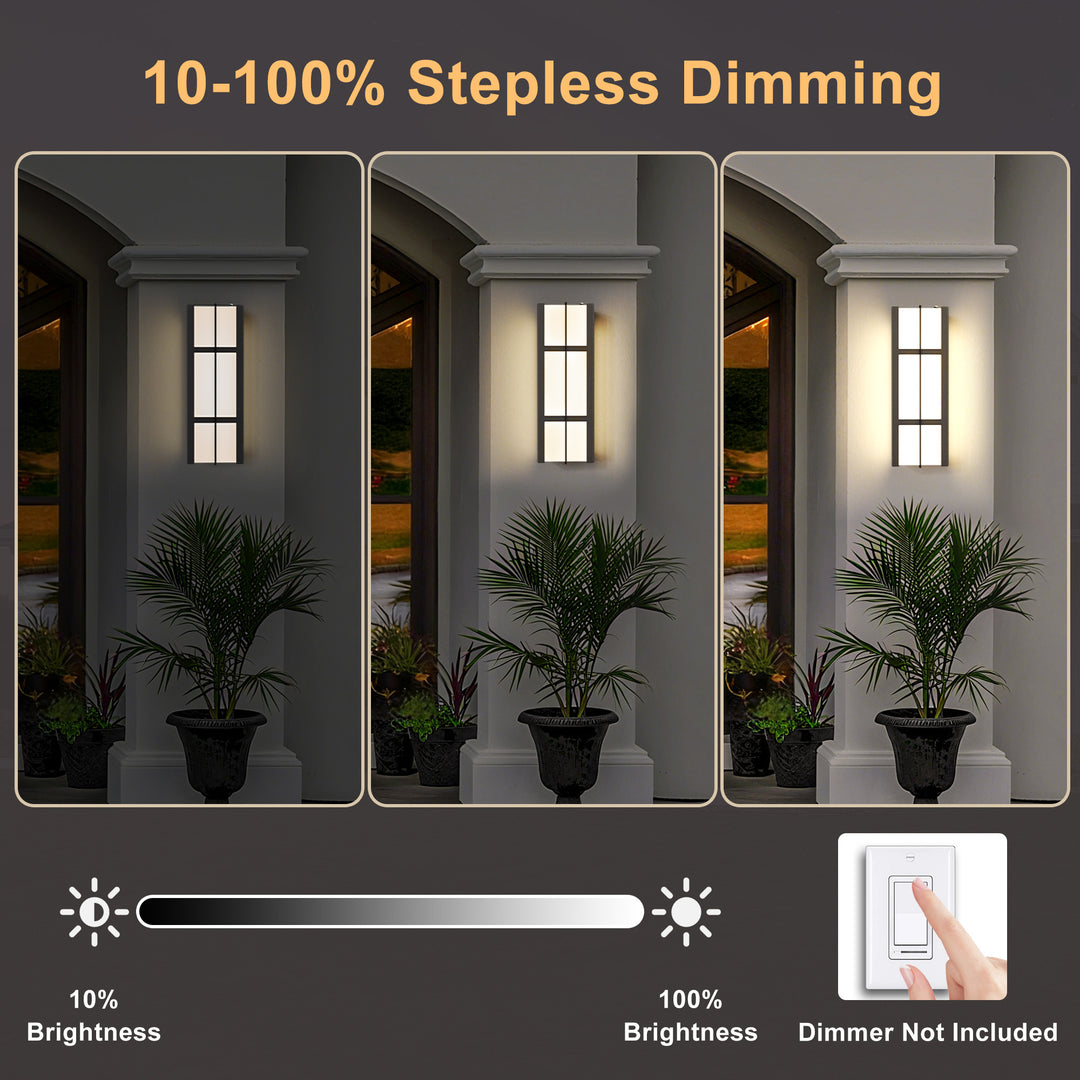 Terrain 15.75'' H Black Iron Dimmable LED Outdoor Wall Light with Dusk to Dawn and Clear Tempered Glass #OW7103