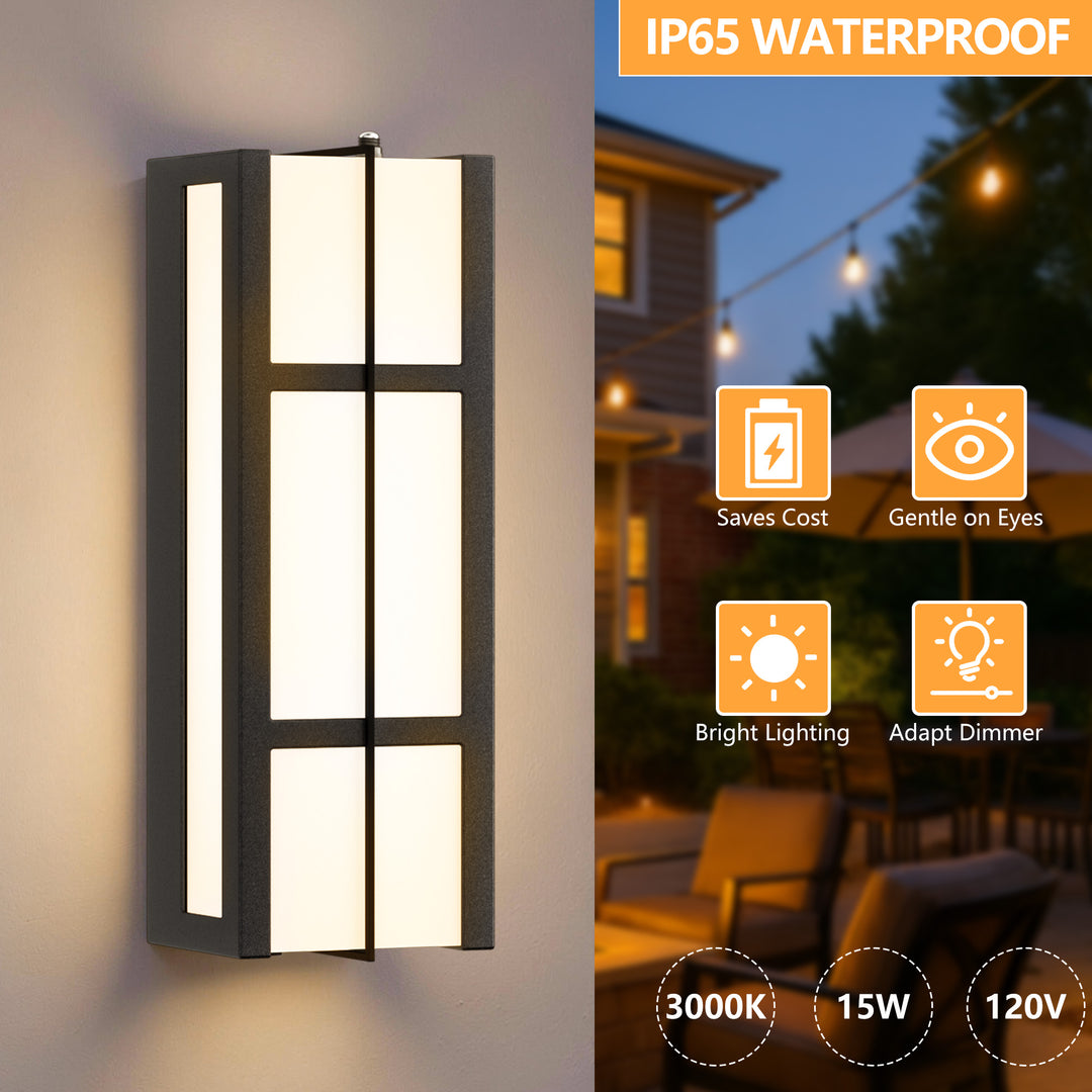 Terrain 15.75'' H Black Iron Dimmable LED Outdoor Wall Light with Dusk to Dawn and Clear Tempered Glass #OW7103