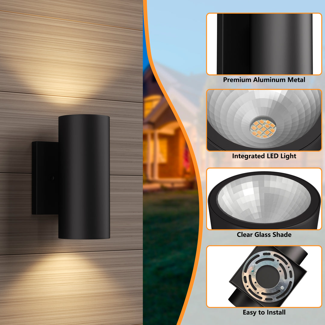 Aluminum Black Outdoor Wall Light (Set of 2) #OW7121