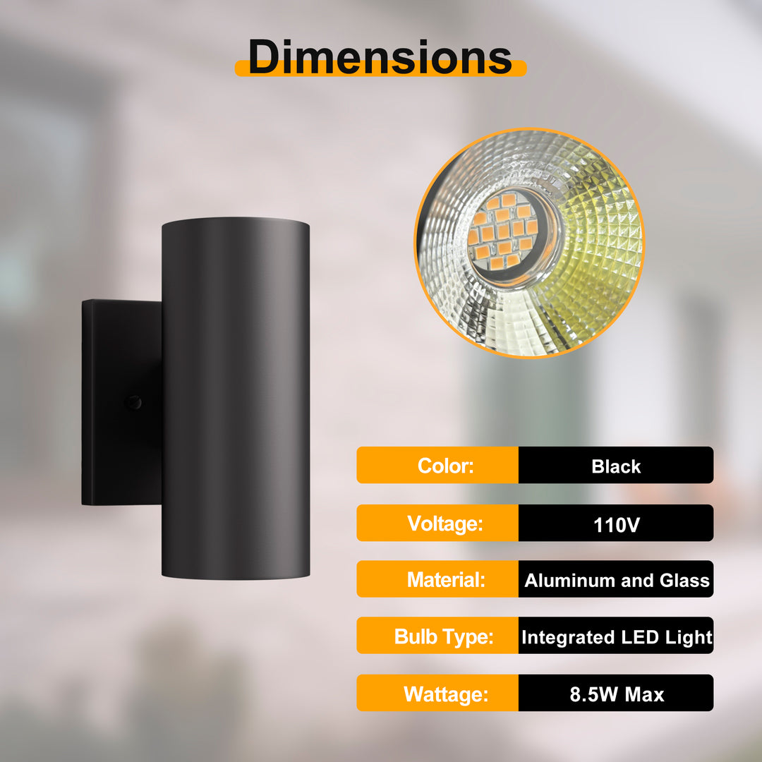 Aluminum Black Outdoor Wall Light (Set of 2) #OW7121