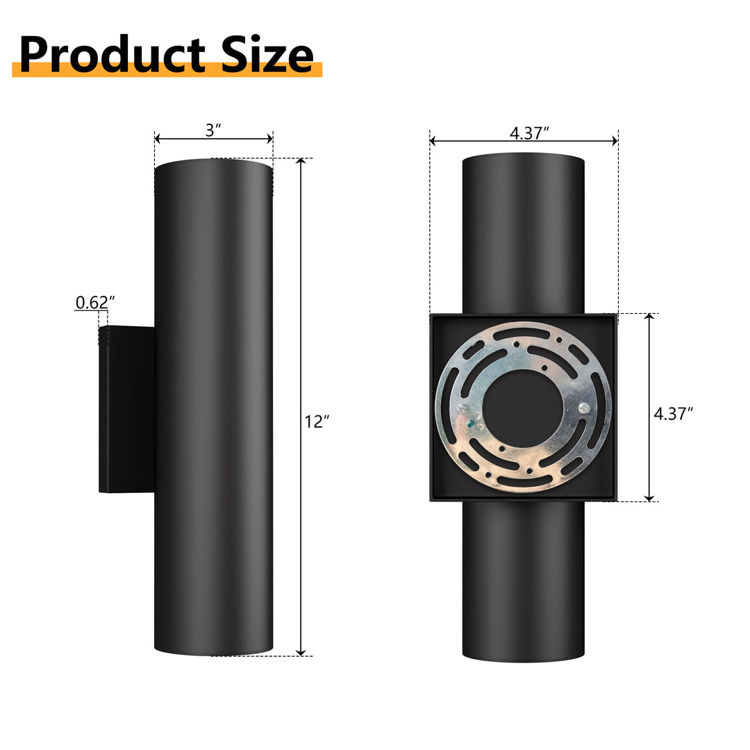 Aluminum Black Outdoor Wall Light (Set of 2) #OW7121