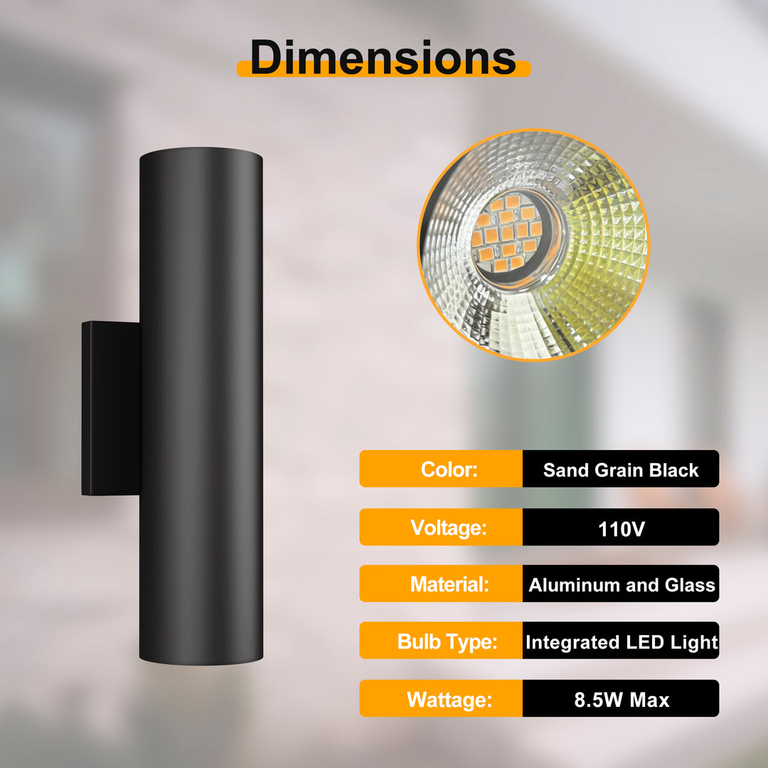 Aluminum Black Outdoor Wall Light (Set of 2) #OW7121