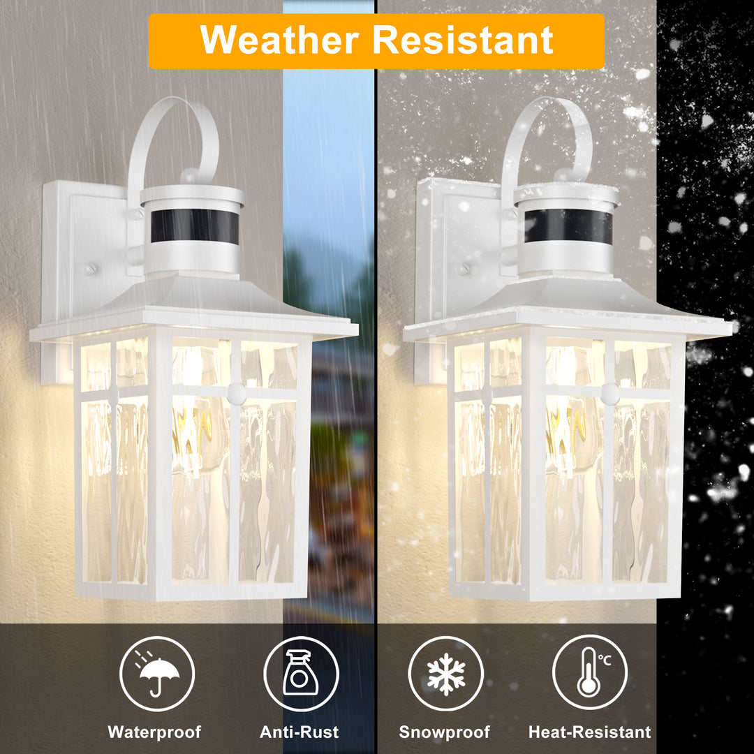 Solstice 13''H Aluminum Black ETL Water Ripple Glass Outdoor Wall Light with Dusk to Dawn and Motion Sensor (Set of 2) #OW7123