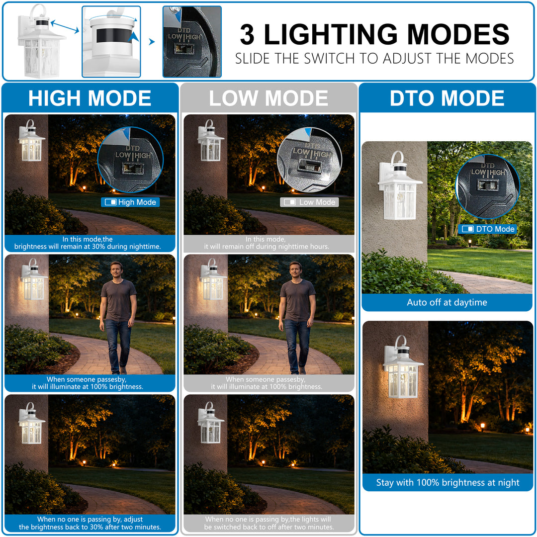 Solstice 13''H Aluminum Black ETL Water Ripple Glass Outdoor Wall Light with Dusk to Dawn and Motion Sensor (Set of 2) #OW7123
