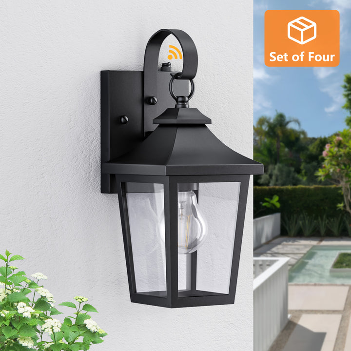 Solstice Iron Black ETL Tempered Glass Outdoor Wall Light with Dusk to Dawn #OW7124