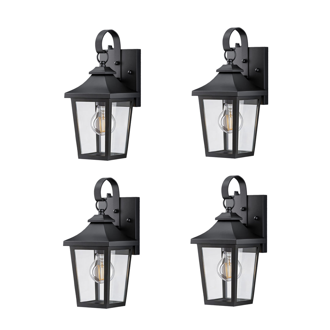 Solstice Iron Black ETL Tempered Glass Outdoor Wall Light with Dusk to Dawn #OW7124