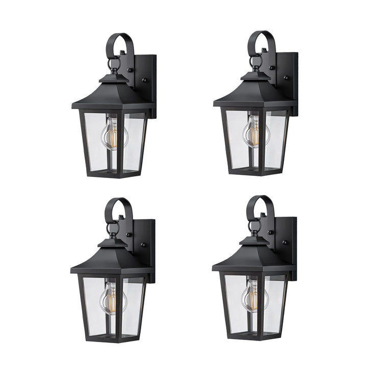 Solstice Iron Black ETL Tempered Glass Outdoor Wall Light with Dusk to Dawn #OW7124