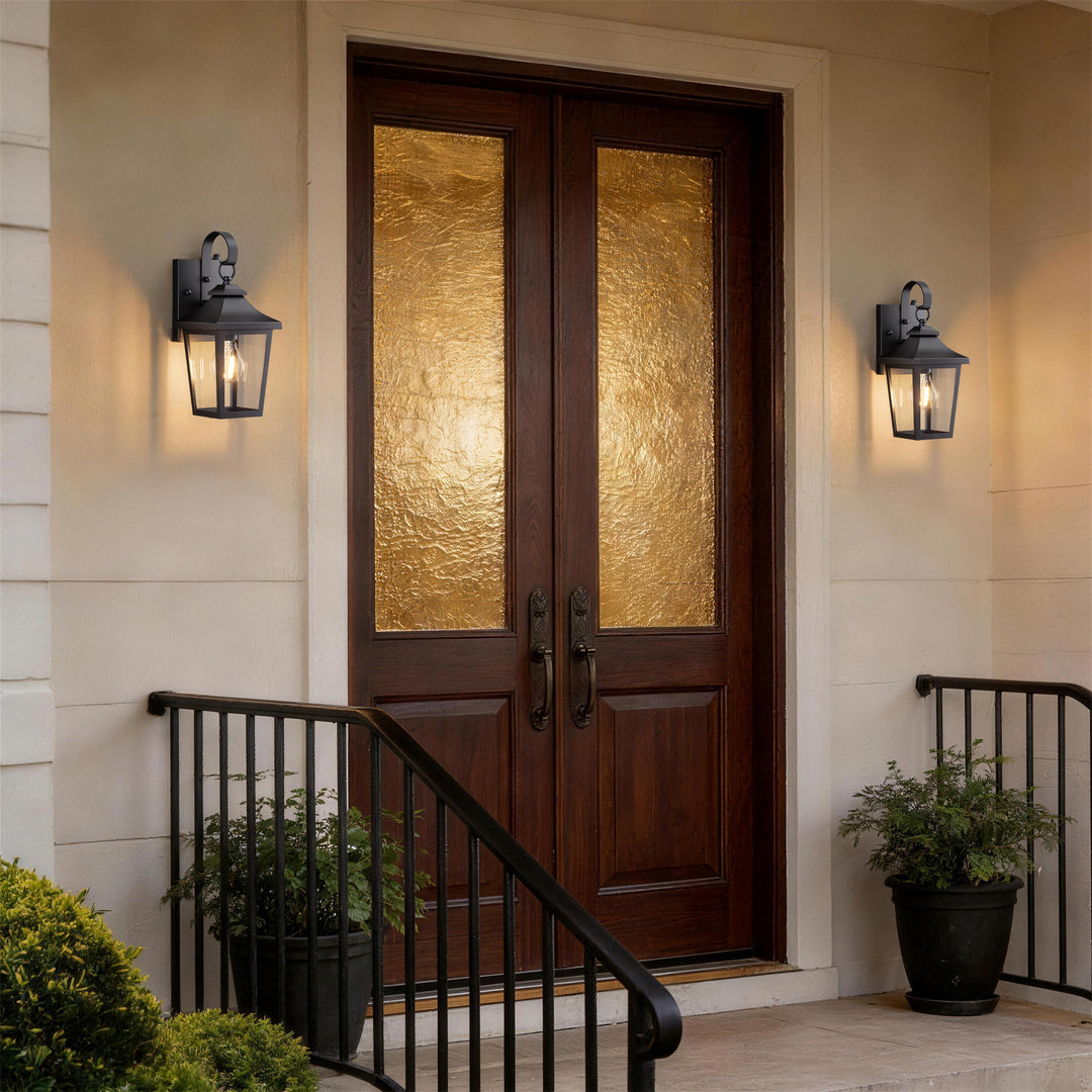 Solstice Iron Black ETL Tempered Glass Outdoor Wall Light with Dusk to Dawn #OW7124