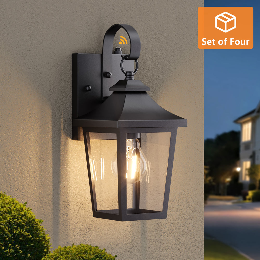 Solstice Iron Black ETL Tempered Glass Outdoor Wall Light with Dusk to Dawn #OW7124