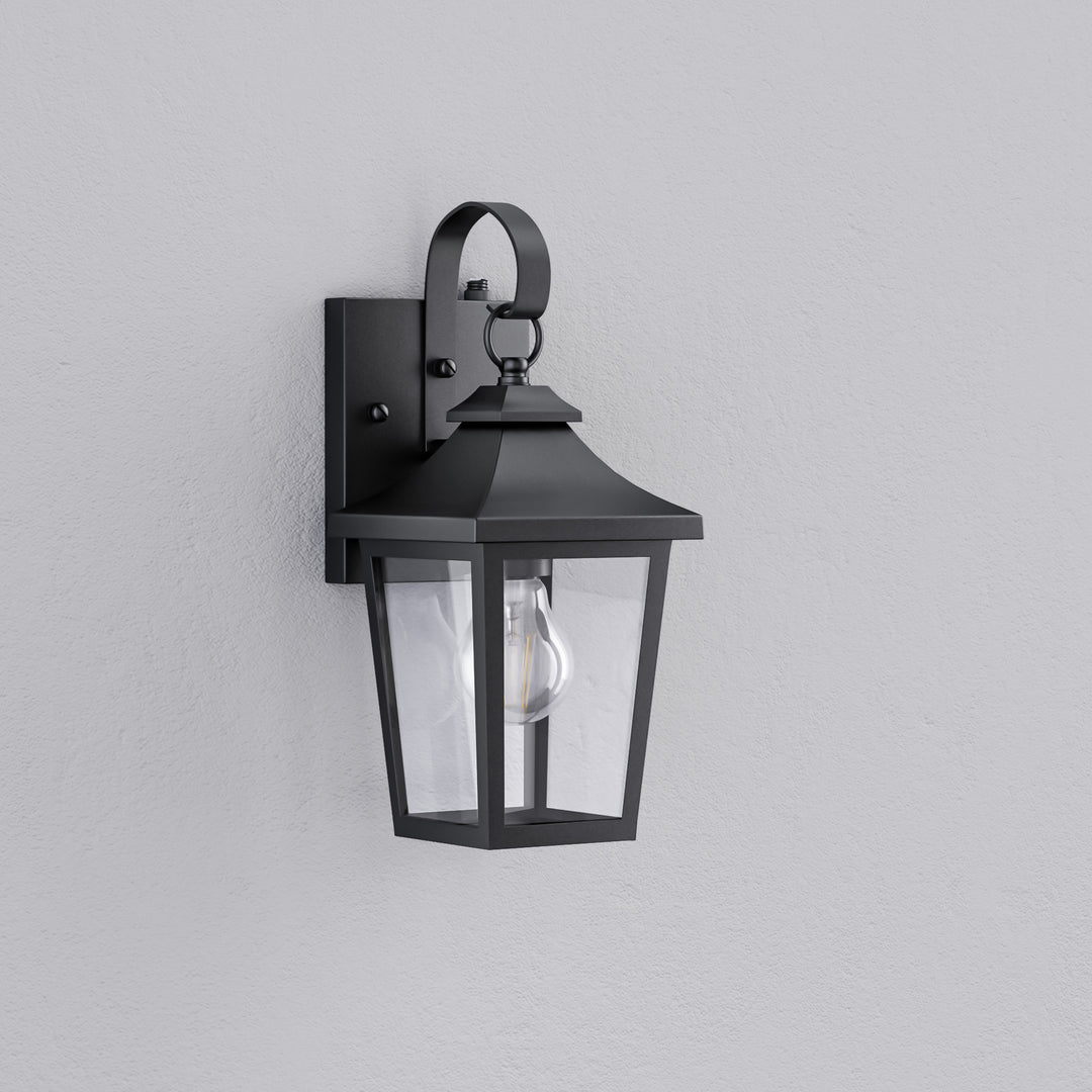 Solstice Iron Black ETL Tempered Glass Outdoor Wall Light with Dusk to Dawn #OW7124