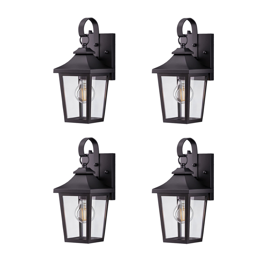 Solstice Iron Black ETL Tempered Glass Outdoor Wall Light with Dusk to Dawn #OW7124