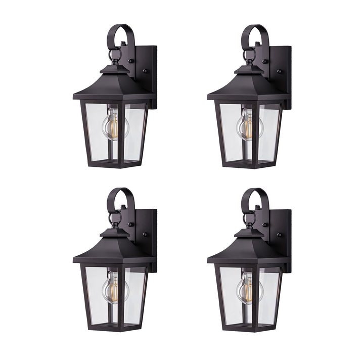 Solstice Iron Black ETL Tempered Glass Outdoor Wall Light with Dusk to Dawn #OW7124