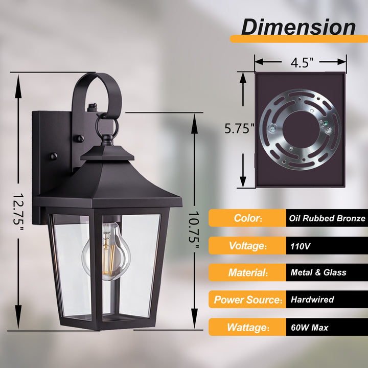 Solstice Iron Black ETL Tempered Glass Outdoor Wall Light with Dusk to Dawn #OW7124