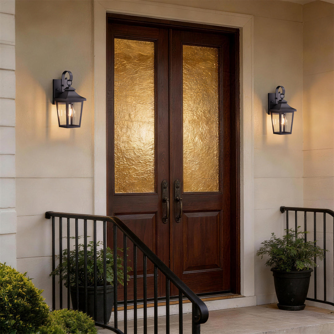 Solstice Iron Black ETL Tempered Glass Outdoor Wall Light with Dusk to Dawn #OW7124