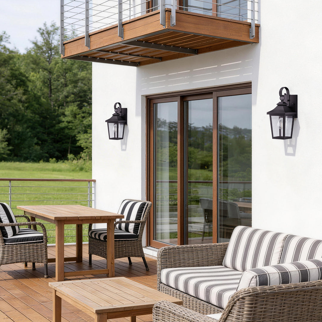 Solstice Iron Black ETL Tempered Glass Outdoor Wall Light with Dusk to Dawn #OW7124
